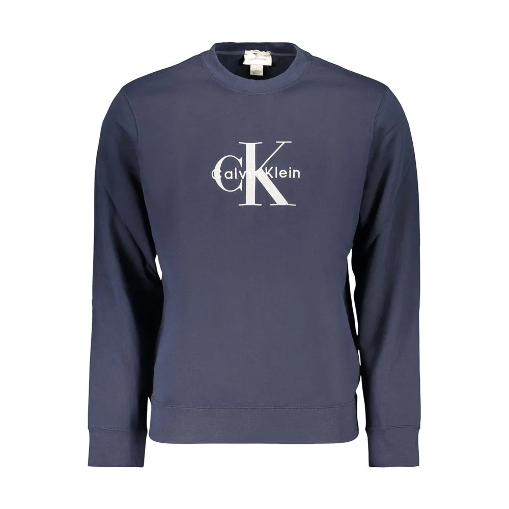Мужской свитшот с принтом и вышивкой, Blue, Calvin Klein
