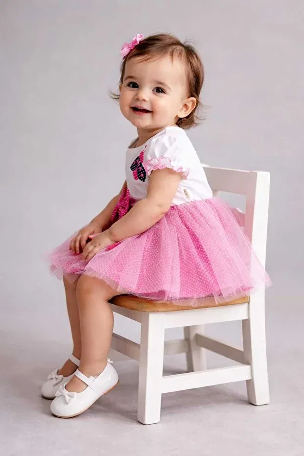 Детское платье для девочек с принтом Tulle Lined Ladybug Neocotton, Fuchsia — фото 2