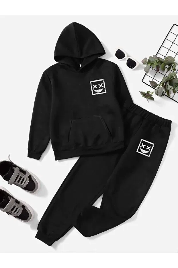 Детский комплект для девочек с принтом Face Symbol Lepold, Black