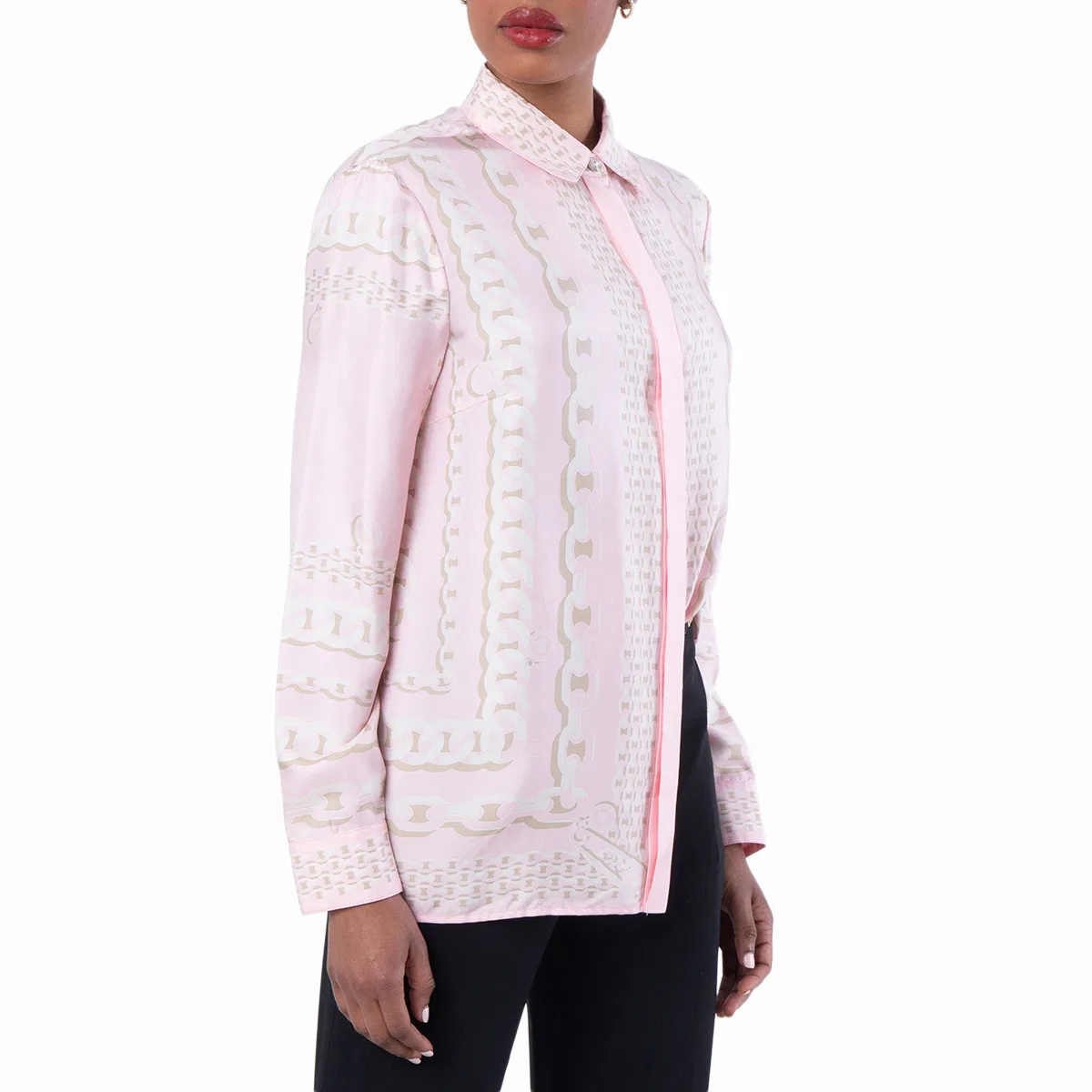 Шелковая рубашка с принтом Classic Treasure Versace, 95Pastel Pink/Milk — фото 2