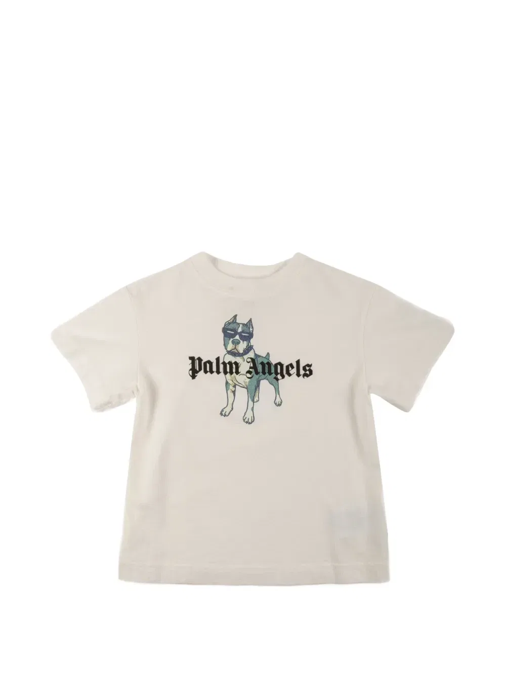 Футболка с принтом в виде собаки Palm Angels Kids, бежевый