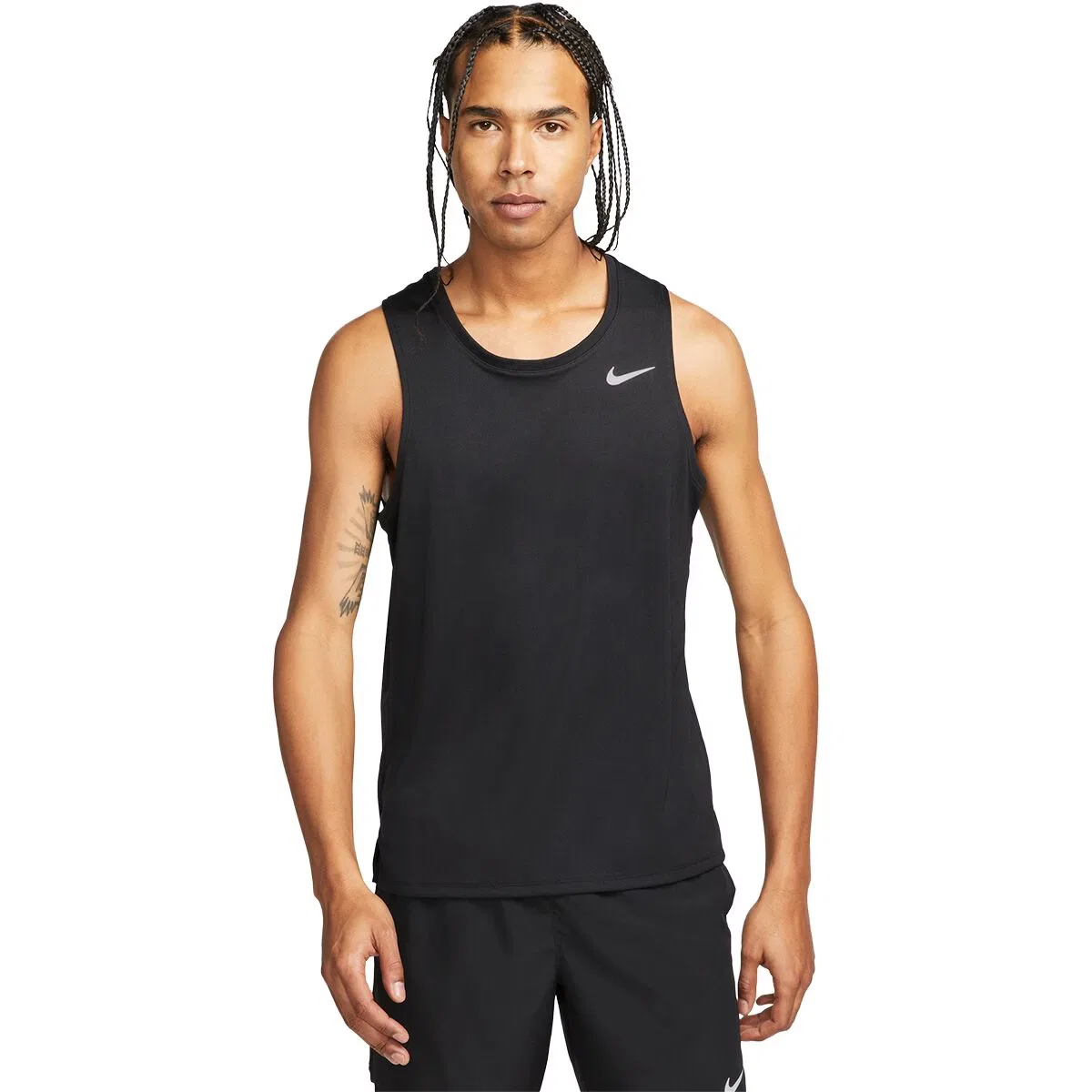 Мужской топ-безрукавка с технологией Dri-FIT Dri-Fit Miler Tank Top Nike, Black/Reflective Silv
