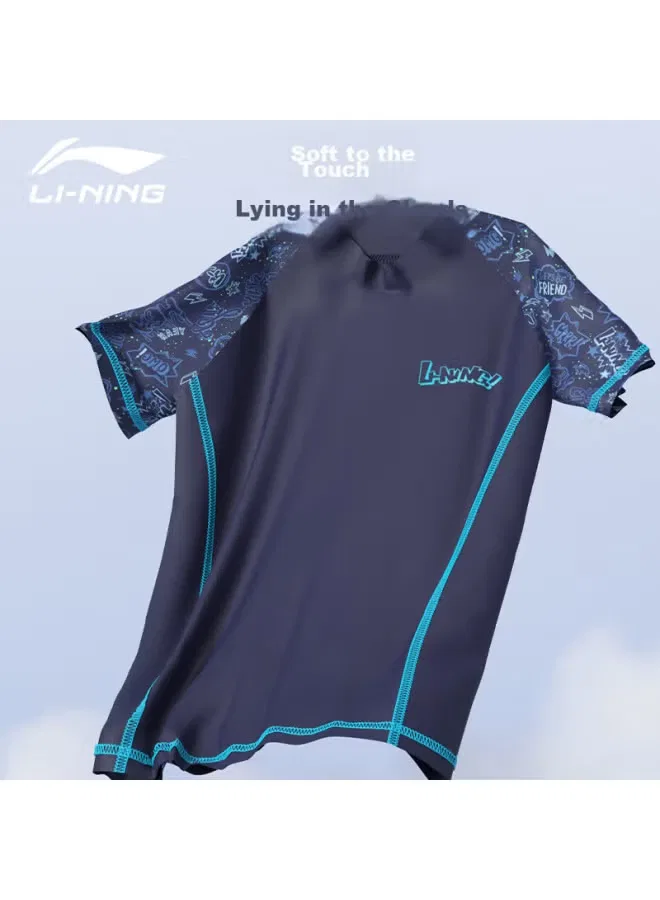 Комплект купальный для мальчиков с длинным рукавом 881 Li-Ning, синий — фото 4
