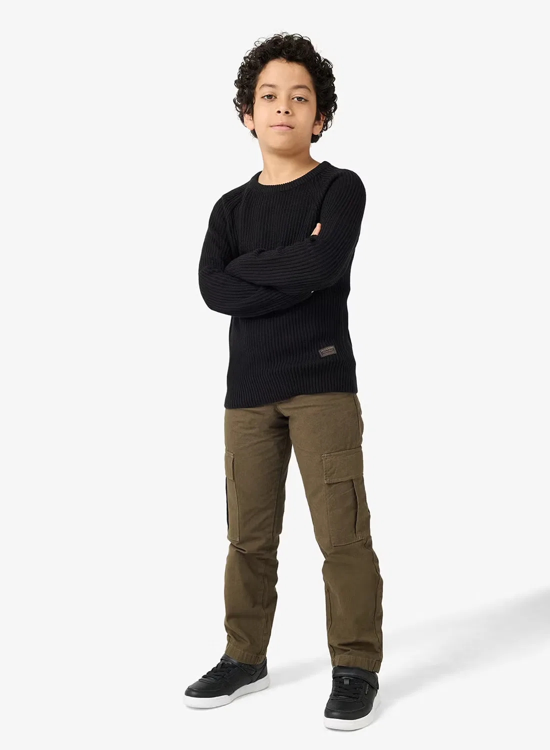 Свитшот с логотипом JJPannel Jack & Jones Junior, черный — фото 4