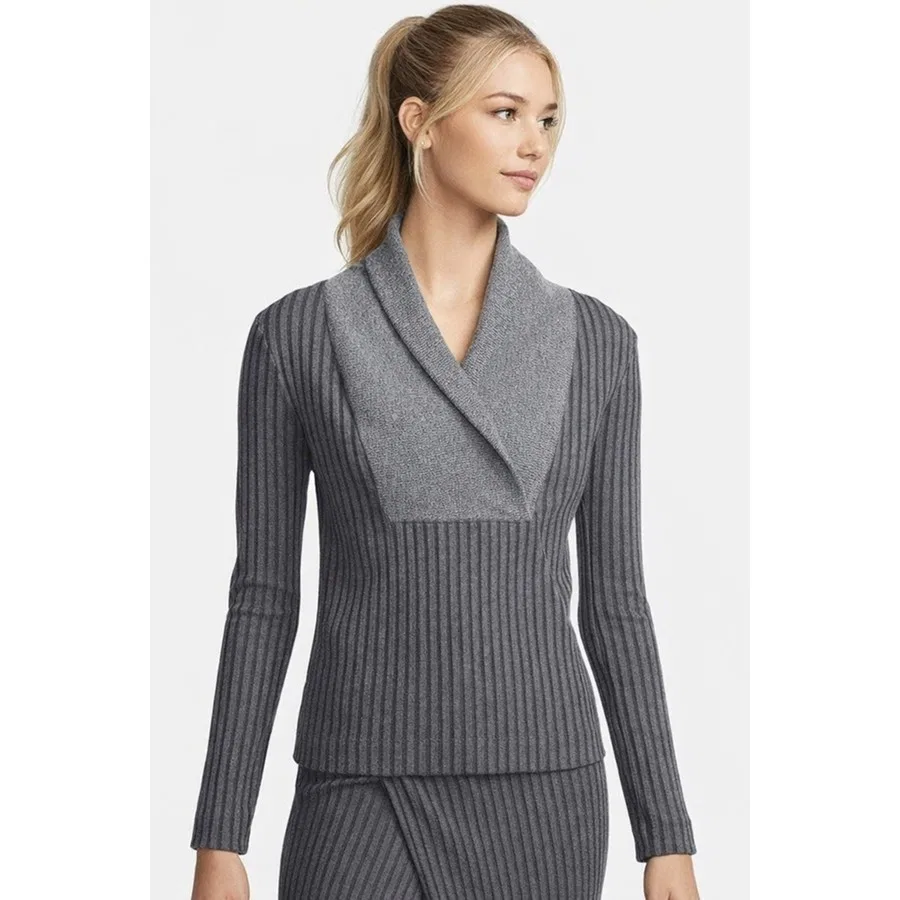 Женский свитшот свободного кроя с шалью-воротником Yoga Ribbed Shawl Collar Nike, Дымчатый