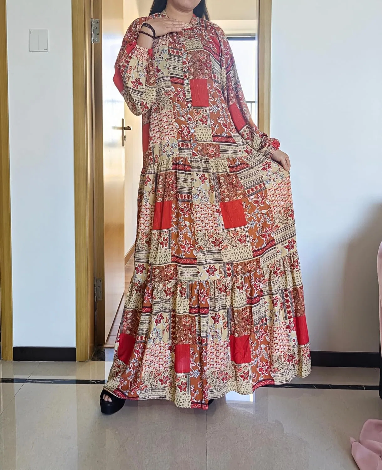 Женское повседневное платье с пуговицами 100% Polyester, Red — фото 4