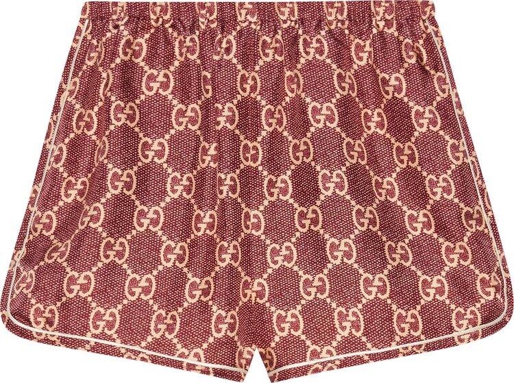 

Шорты Gucci GG Supreme Print Silk Shorts Red, красный