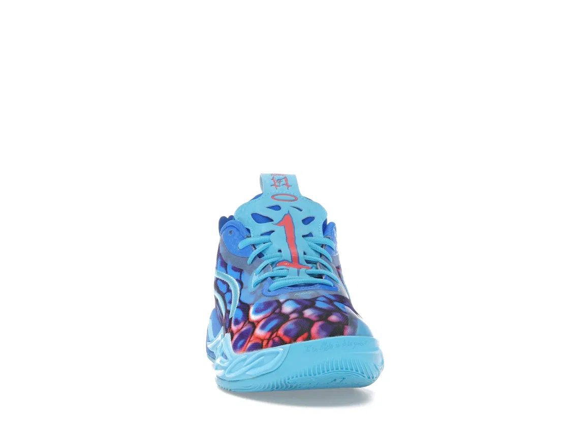 Детские кроссовки баскетбольные Puma LaMelo Ball MB.04 Lo Puma, Ultra Blue/Luminous Pink/Green Glare — фото 2