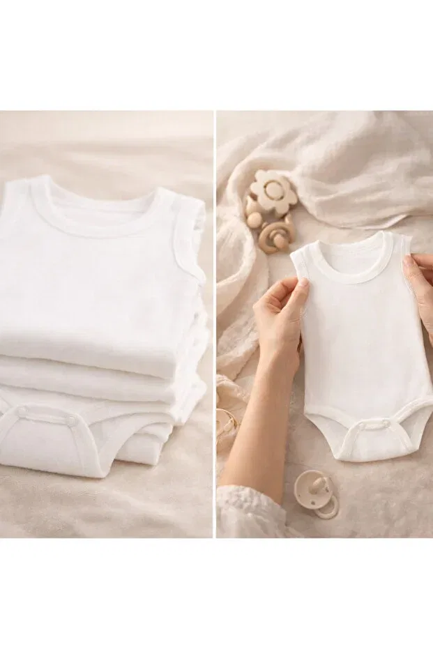Детское боди-атлет с застежкой на кнопки 5 шт Novibaby, White — фото 3