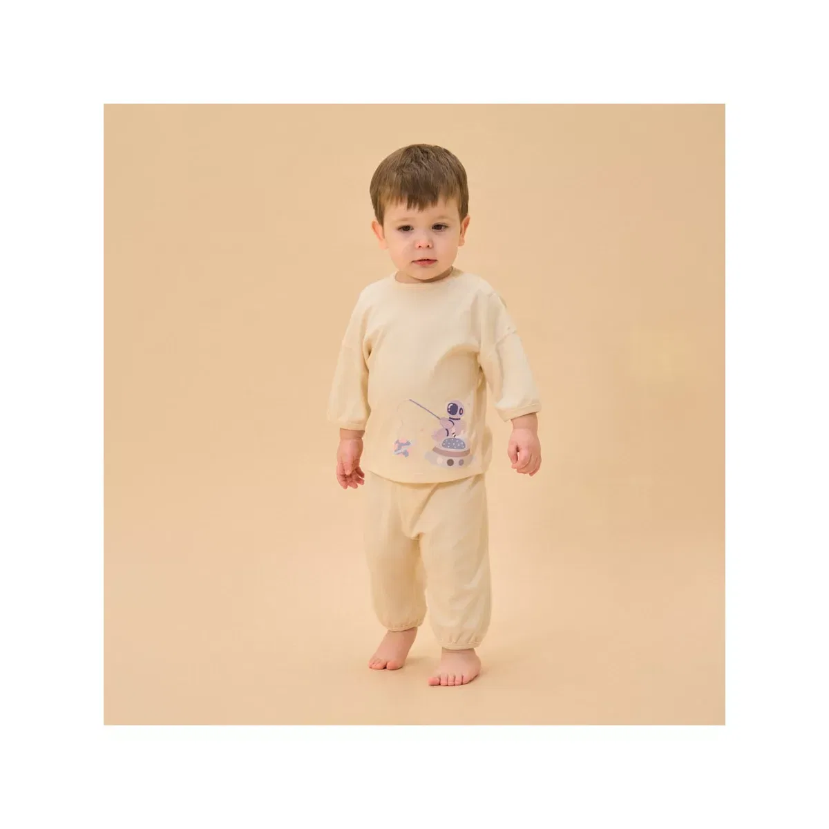 Детский комплект из футера с длинным рукавом Laimi Bloom, Beige
