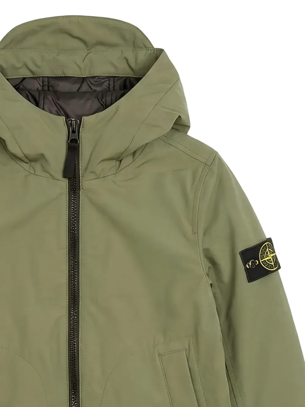 Куртка с капюшоном и нашивками Stone Island Junior, зеленый — фото 2