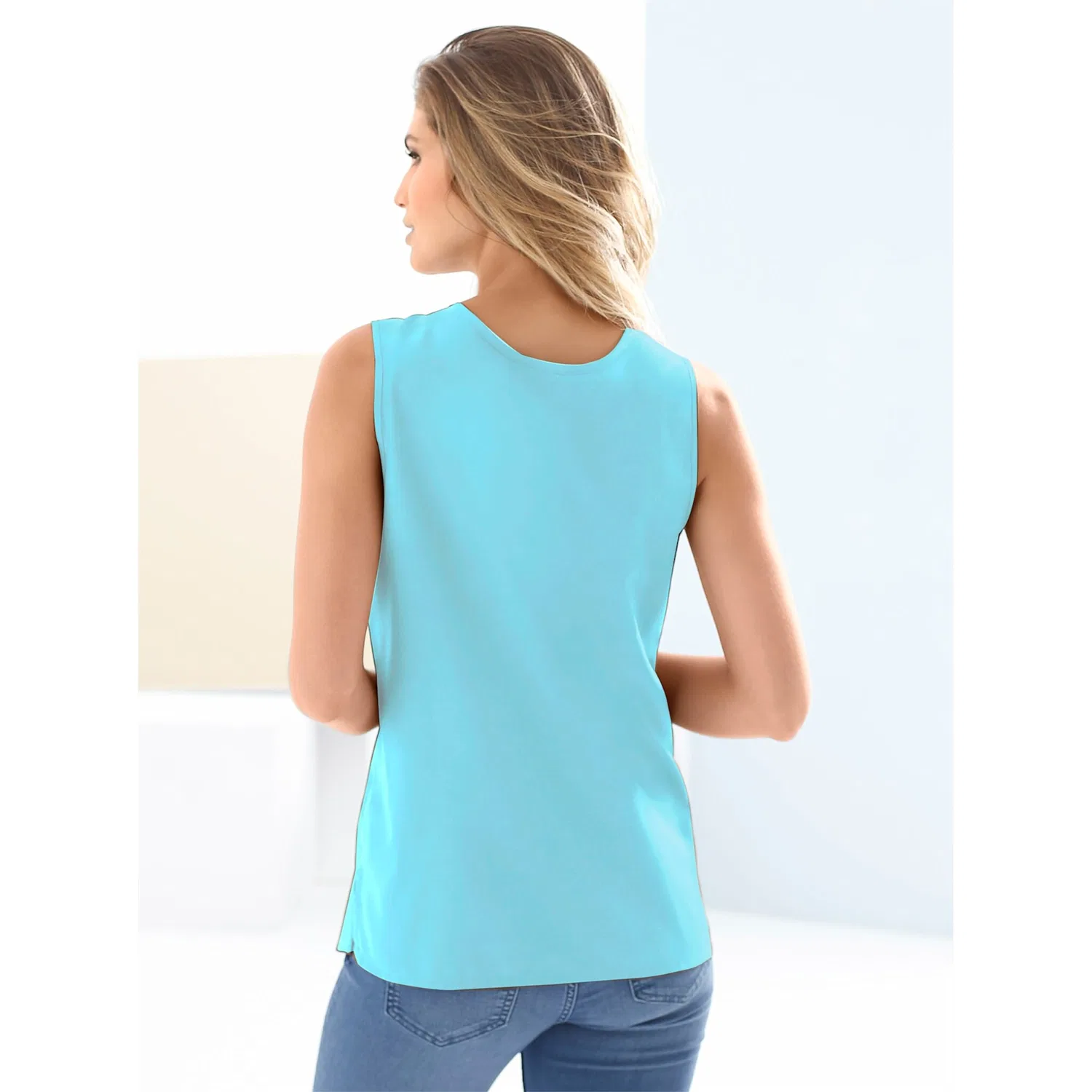 Женская блузка с круглым вырезом Classic Basics, Aqua — фото 2