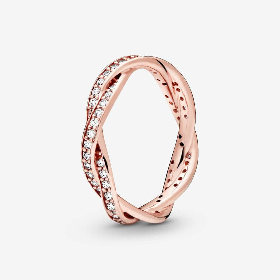 

Кольцо Pandora Timeless Sparkling Twisted Lines, розовое золото