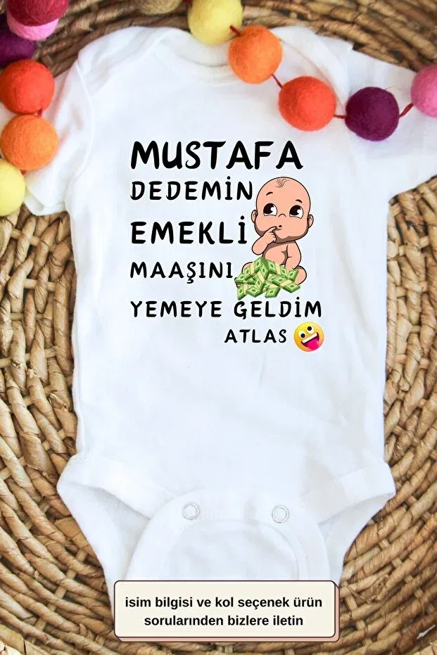 Детское боди для новорожденных с длинным рукавом I came to eat my grandfather's retirement pay written personalized baby bodysuit Asilcomkids, White