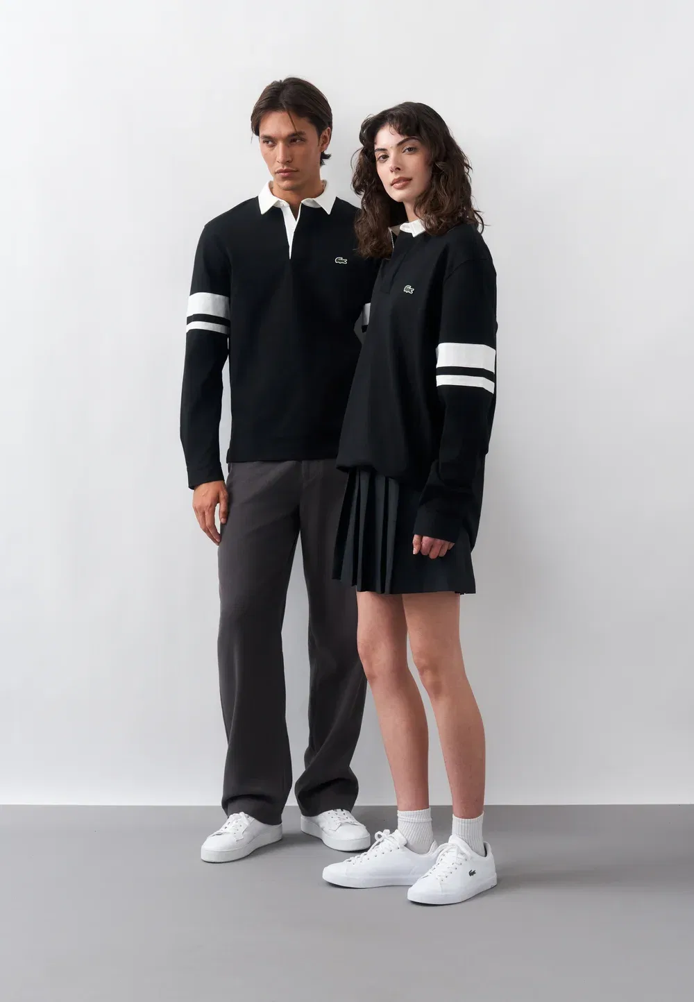 Футболка-поло Lacoste Black/Flour, классический крой, черный