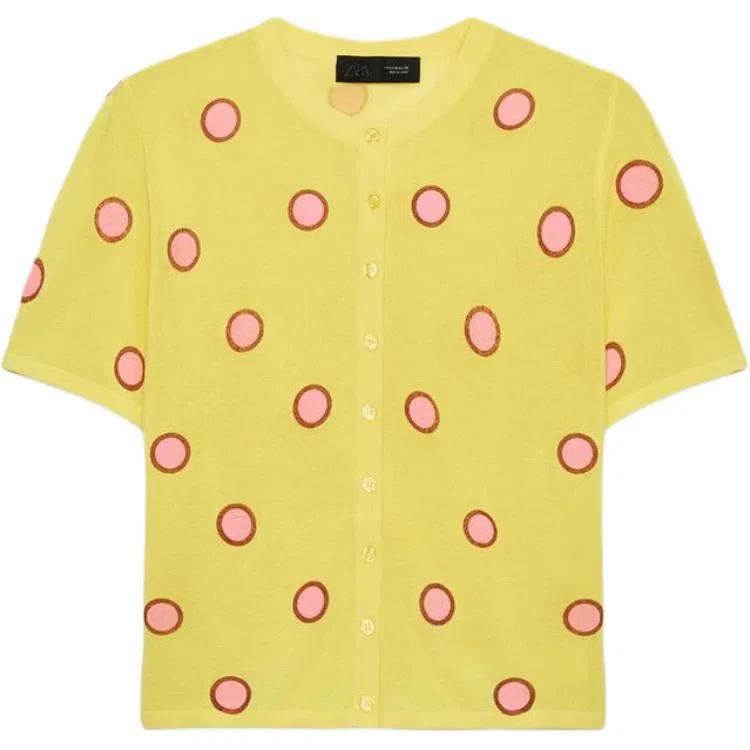Женский свитер с круглым вырезом Yellow ZARA, Желтый