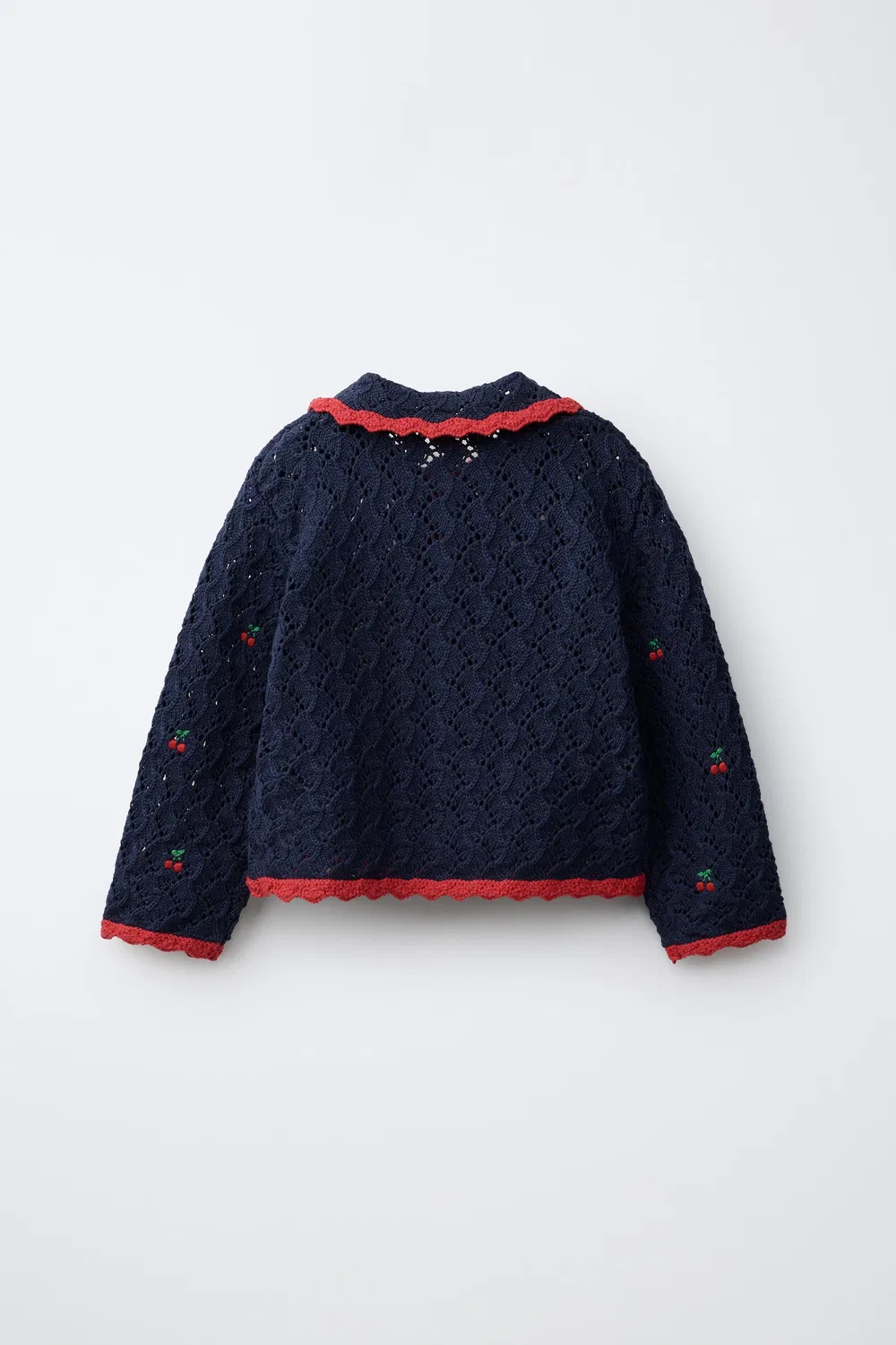 Рубашка-поло с ажурной отделкой «Вишня» ZARA, Navy blue — фото 2