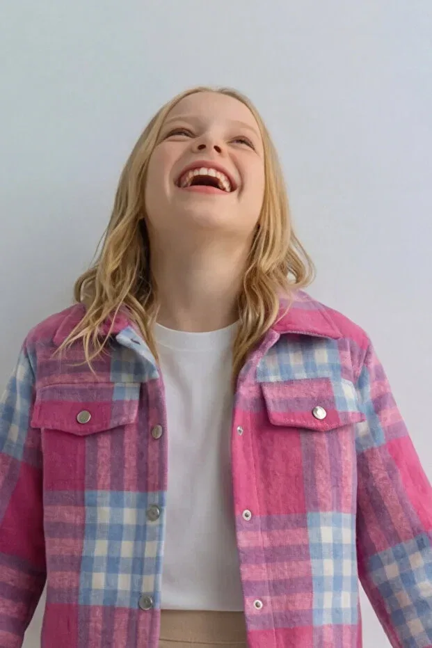 Кашемировая куртка для девочки, клетчатая рубашка лесоруба Esila Kids — фото 3