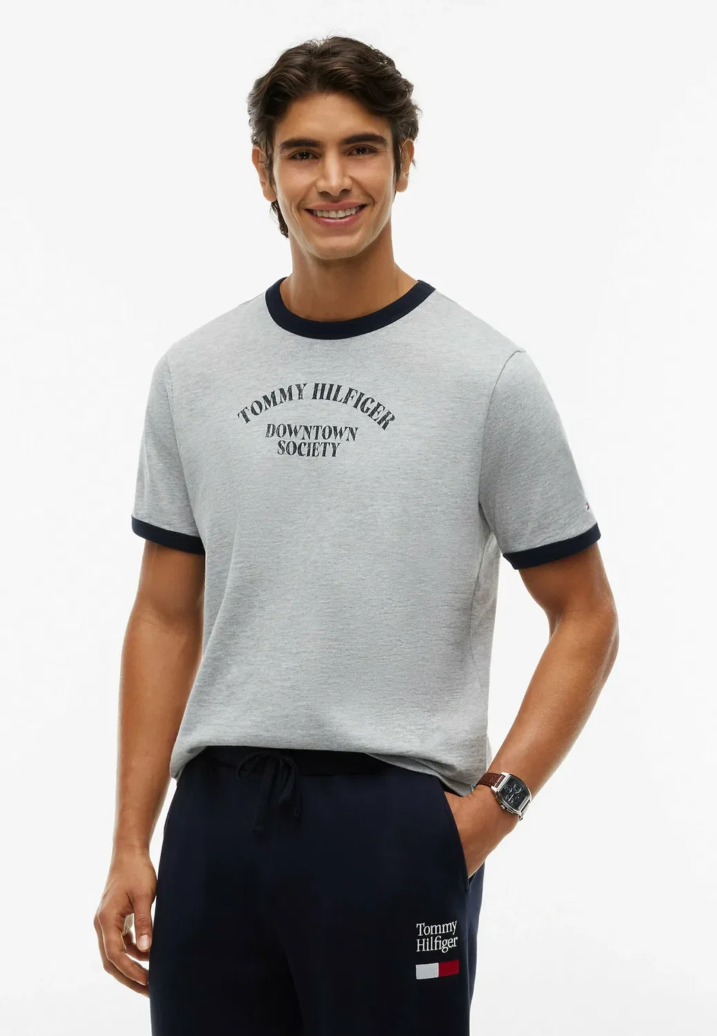 Футболка-Поло с графическим принтом в стиле университетской формы Tommy Hilfiger, Light Grey Heather