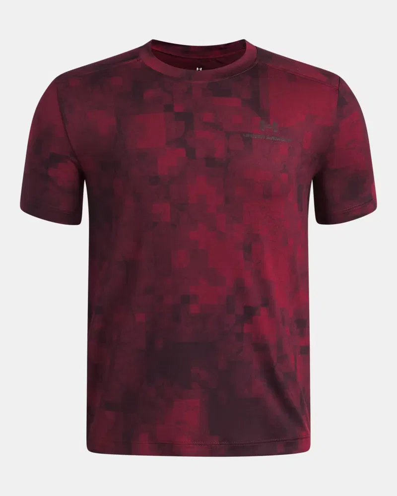 Футболка для мальчиков с коротким рукавом, быстросохнущая, UA Vanish Printed UnderArmour, Dark Maroon/Black