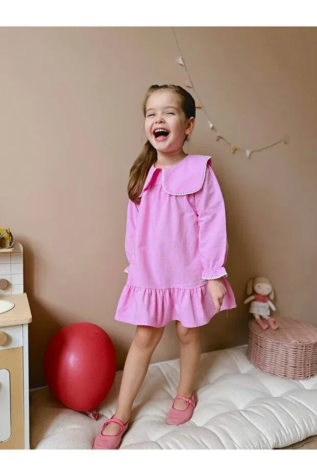 Детское платье для девочек хлопковое Nvn Kids, Pink — фото 2