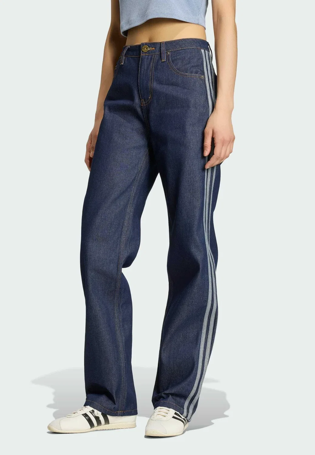 Джинсы Firebird со средней посадкой и прямым кроем - прямые джинсы Adidas Originals, Indigo Denim