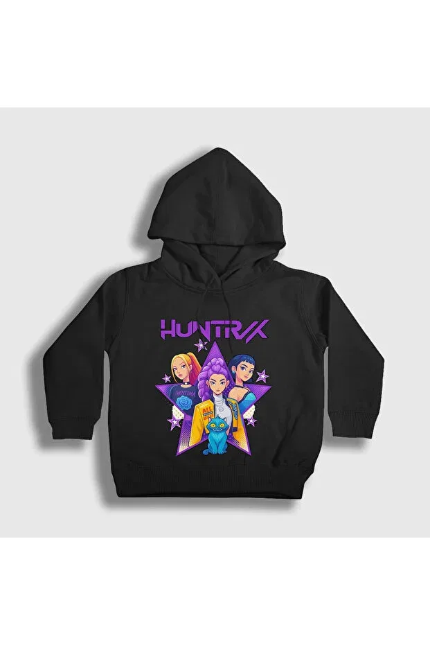 Детское худи для девочек с принтом Demon Hunters, Presmono, Black