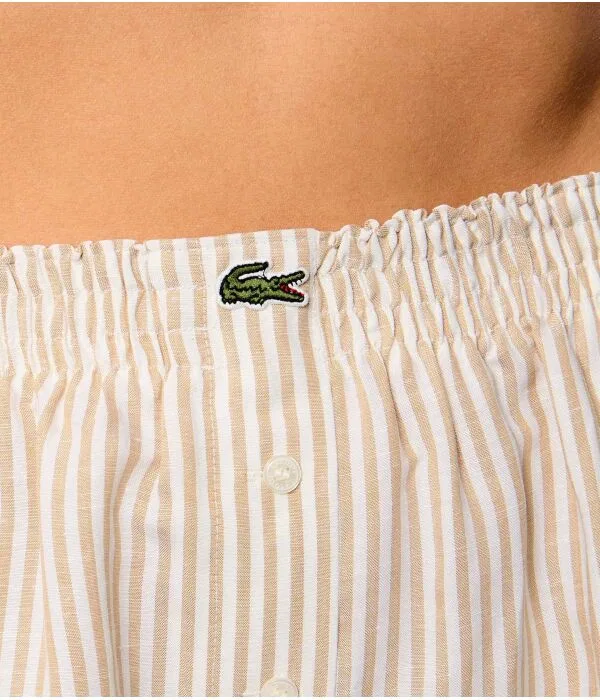 Женские льняные шорты свободного кроя Lacoste, Бежевый — фото 4