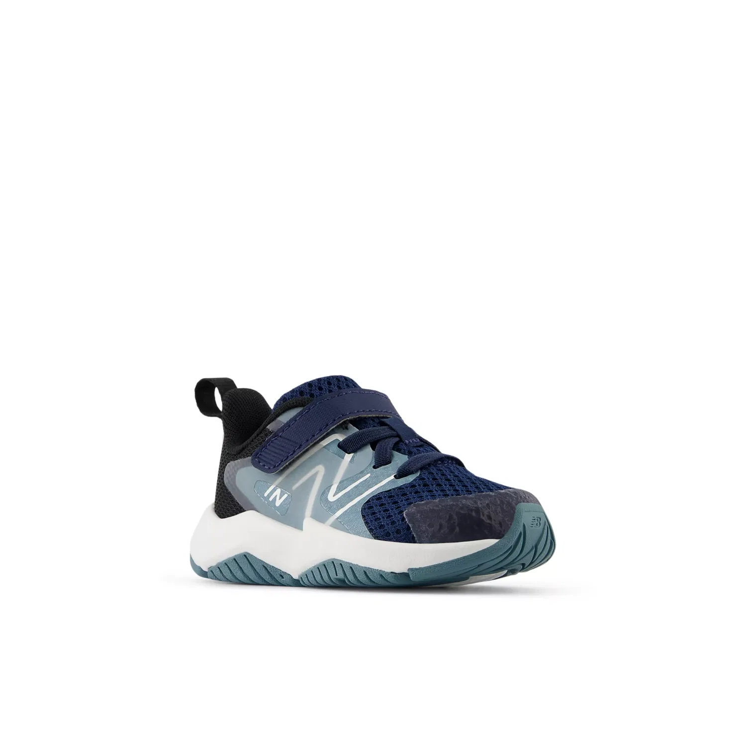 Детские кроссовки легкие с сетчатым верхом Rave Run v2 Bungee Lace with Top Strap New Balance, Nb Navy With Salt Water And Black — фото 2