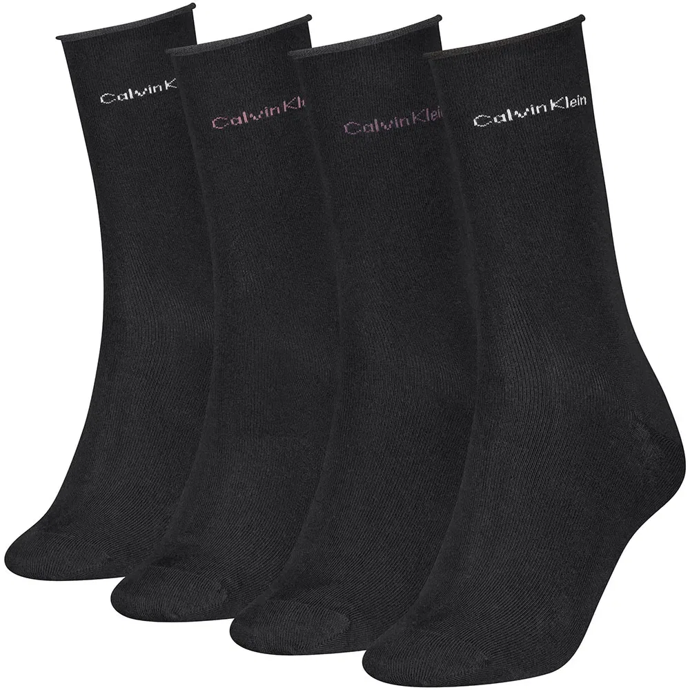 Женские хлопковые носки с укрепленной пяткой и мыском Calvin klein, Black