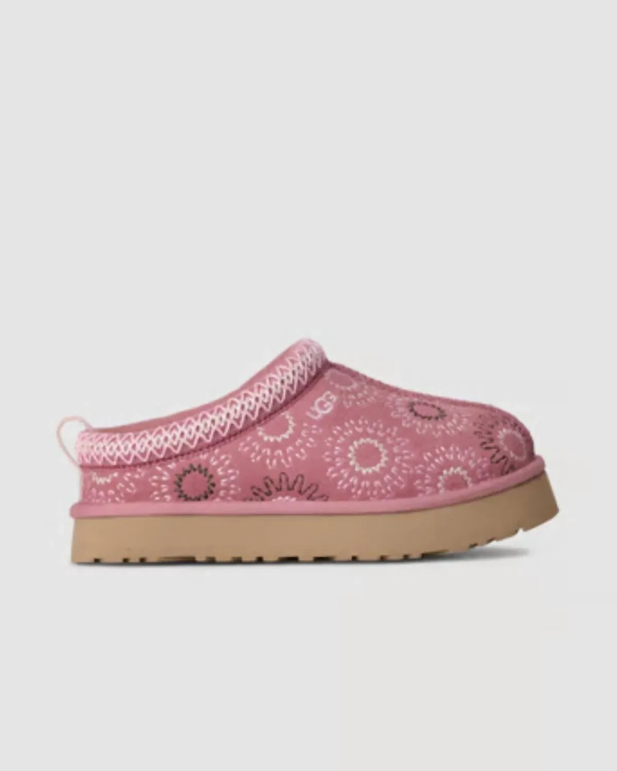 Детские тапочки UGG Tazz Sun Stitch с вышивкой Horizon Pink