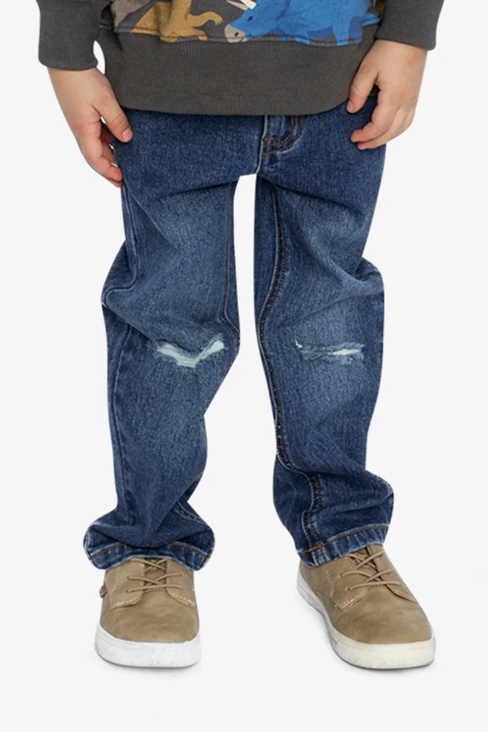Детские джинсы с эффектом стрейч 5 карманов Deux par Deux, Navy Blue Denim — фото 3