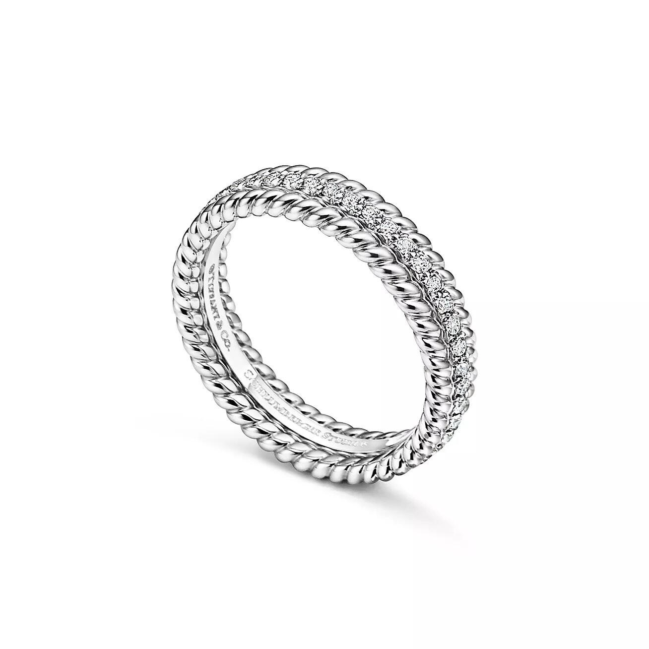 Кольцо Tiffany & Co. Jean Schlumberger by Tiffany Rope Two-row, платина/бриллианты — фото 2