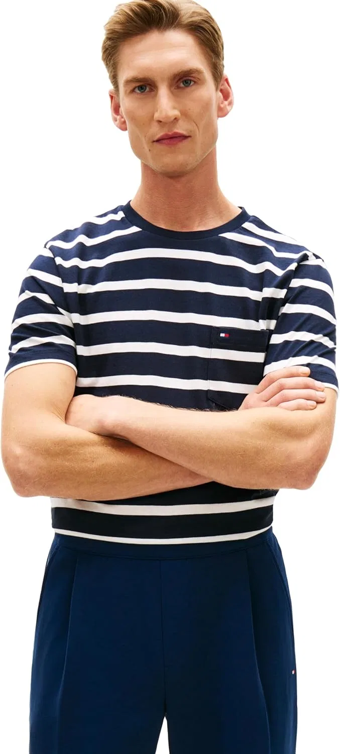 Мужская футболка с карманом Tommy Hilfiger, Desert Sky / Ecru Stripe