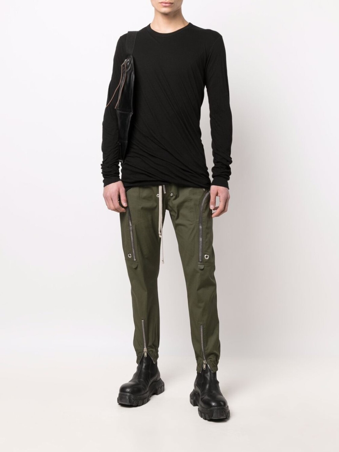 Rick Owens футболка с длинными рукавами и сборками, черный — фото 2