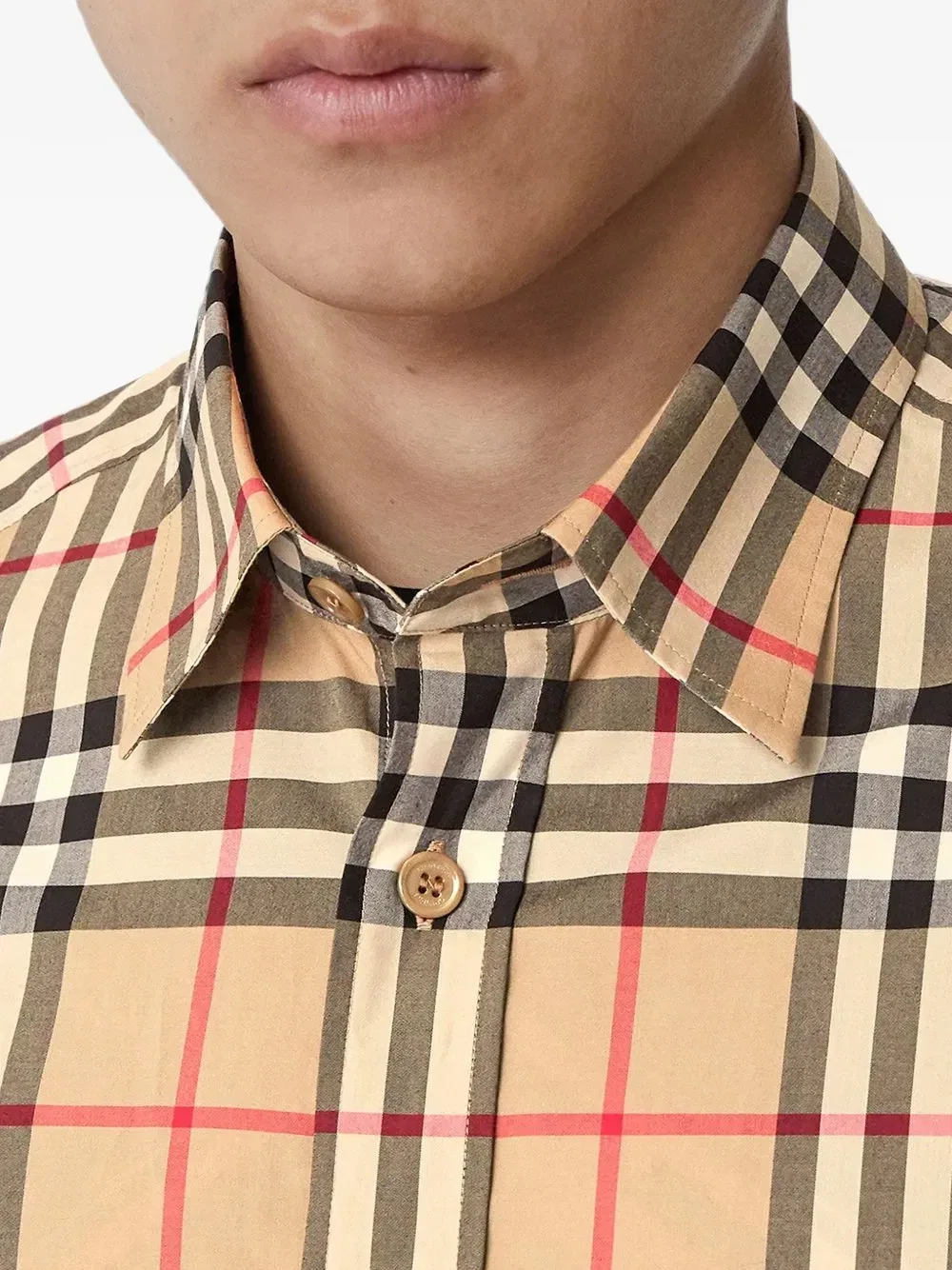 Клетчатая рубашка с длинными рукавами Burberry, бежевый — фото 4
