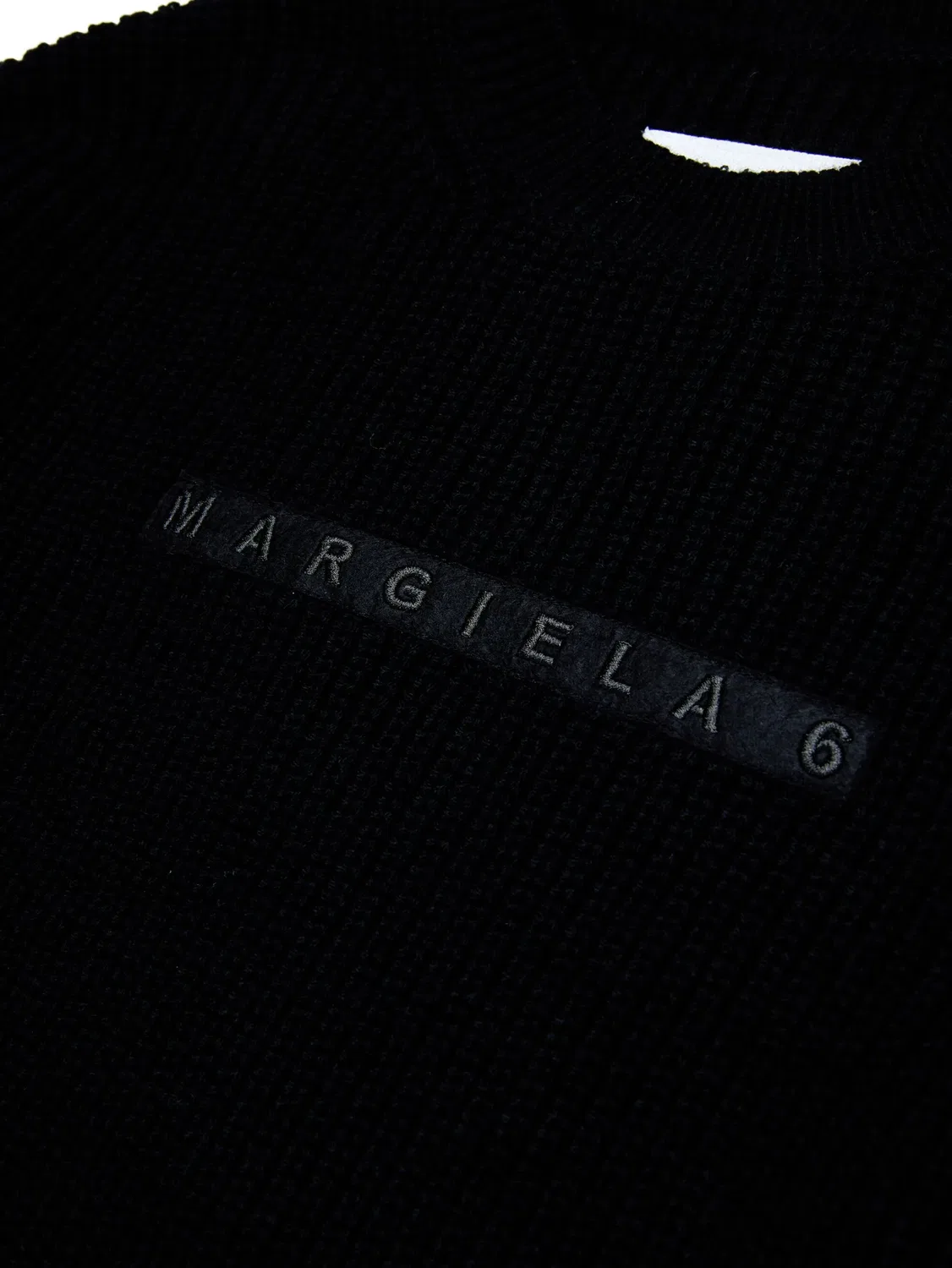 Платье из шерстяной смеси с вышитым логотипом MM6 Maison Margiela, черный — фото 3