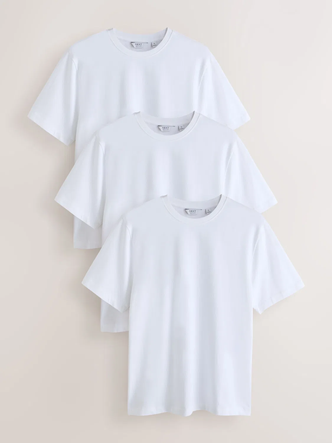 Футболка свободного кроя, 3 шт, White Relaxed Fit T-Shirts 3 Pack Next, белый