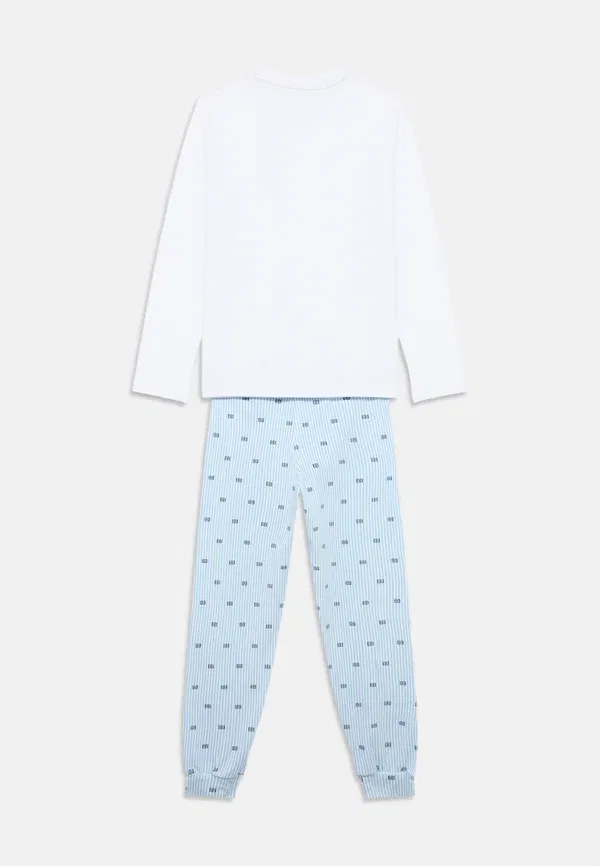 Пижамный комплект с принтом Signature cuffed leg long pyjama set Tommy Hilfiger, белый/синий — фото 2