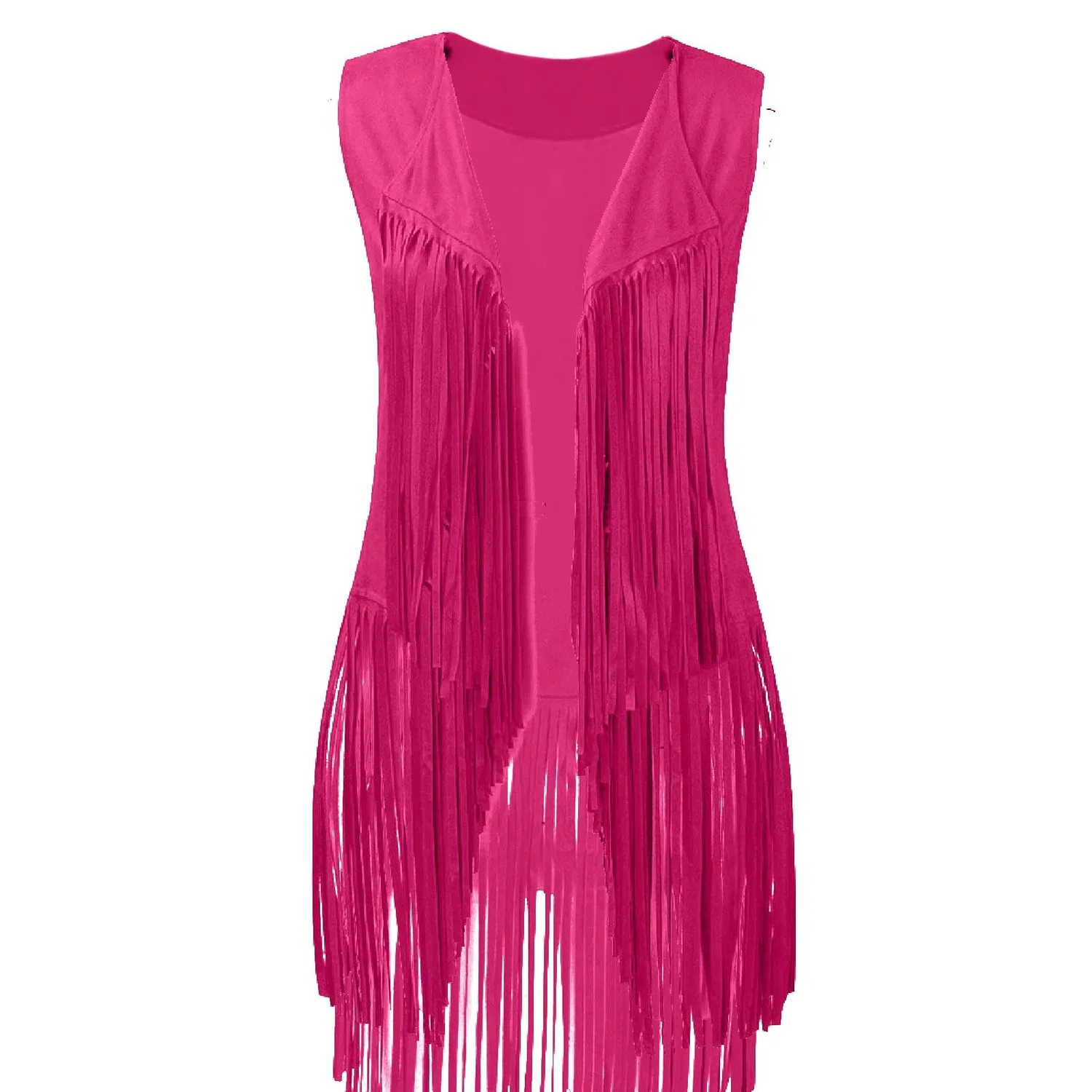 Женский жилет без рукавов с бахромой Western Vintage, Z11 Hot Pink — фото 3