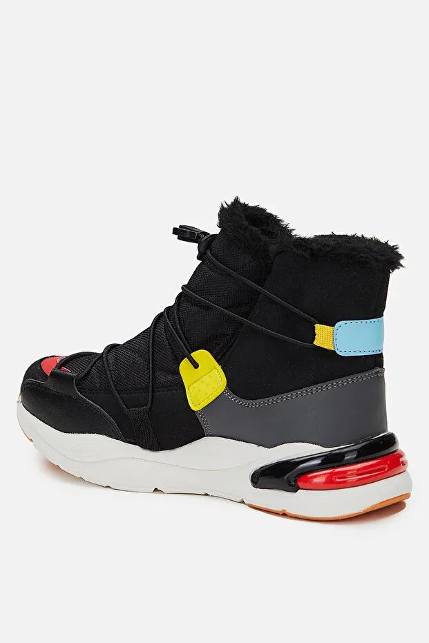 Детские ботинки для девочек на шнуровке Pablo fur boy black boots Vicco, Black — фото 3