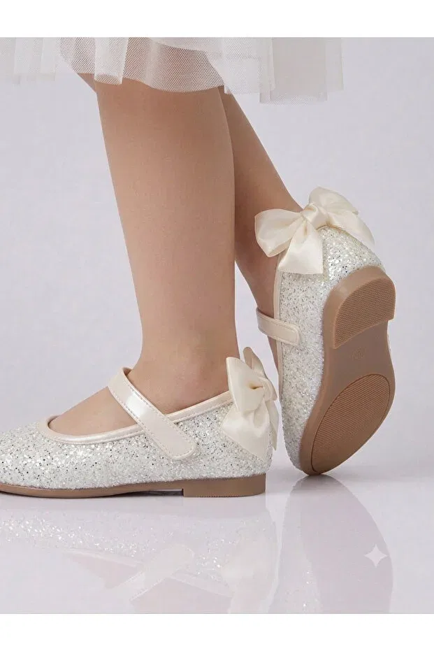 Детские балетки для девочек с бантом Pediashoes, Nude Color — фото 2