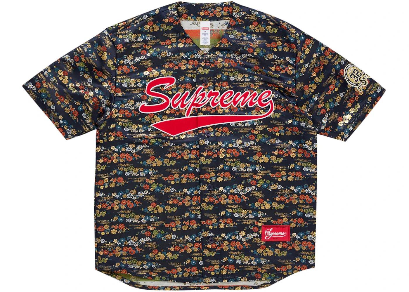 Мужская бейсбольная джерси с цветочным жаккардом Supreme, Navy