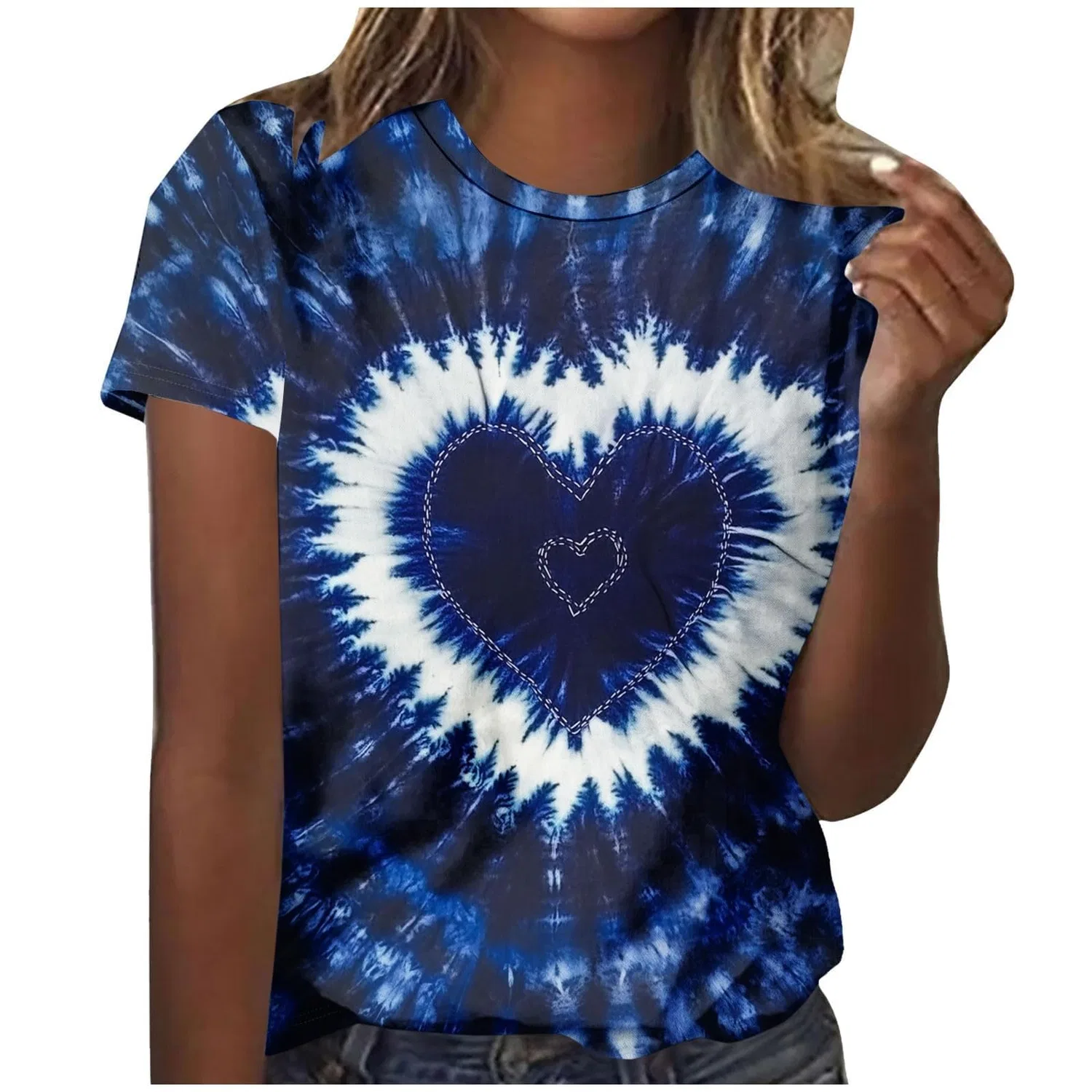Женская футболка с принтом tie dye с длинным рукавом, 1a-blu Navy