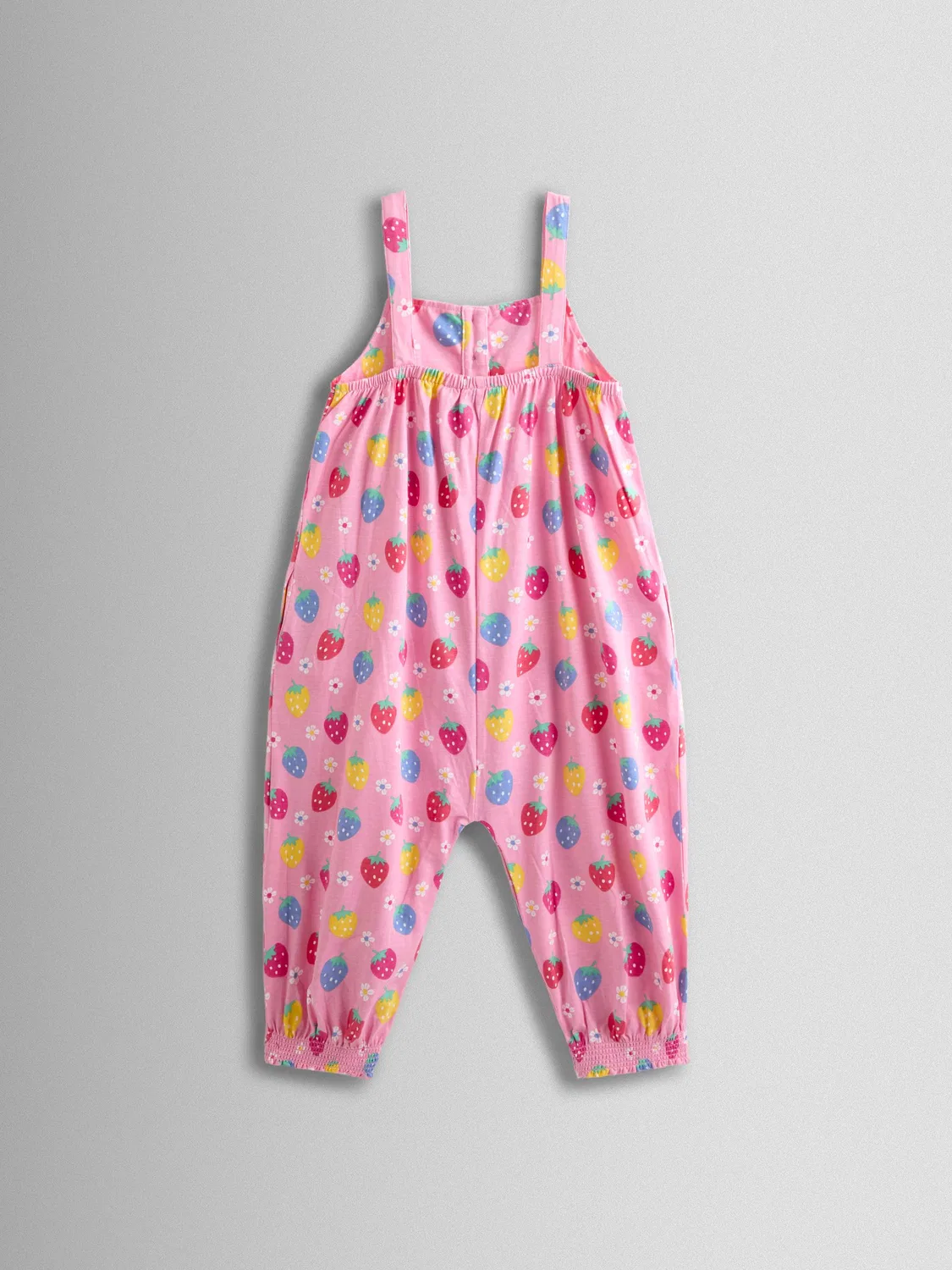 Комбинезон с завязками Strawberry Jojo Maman Bébé, розовый клубничный принт — фото 2