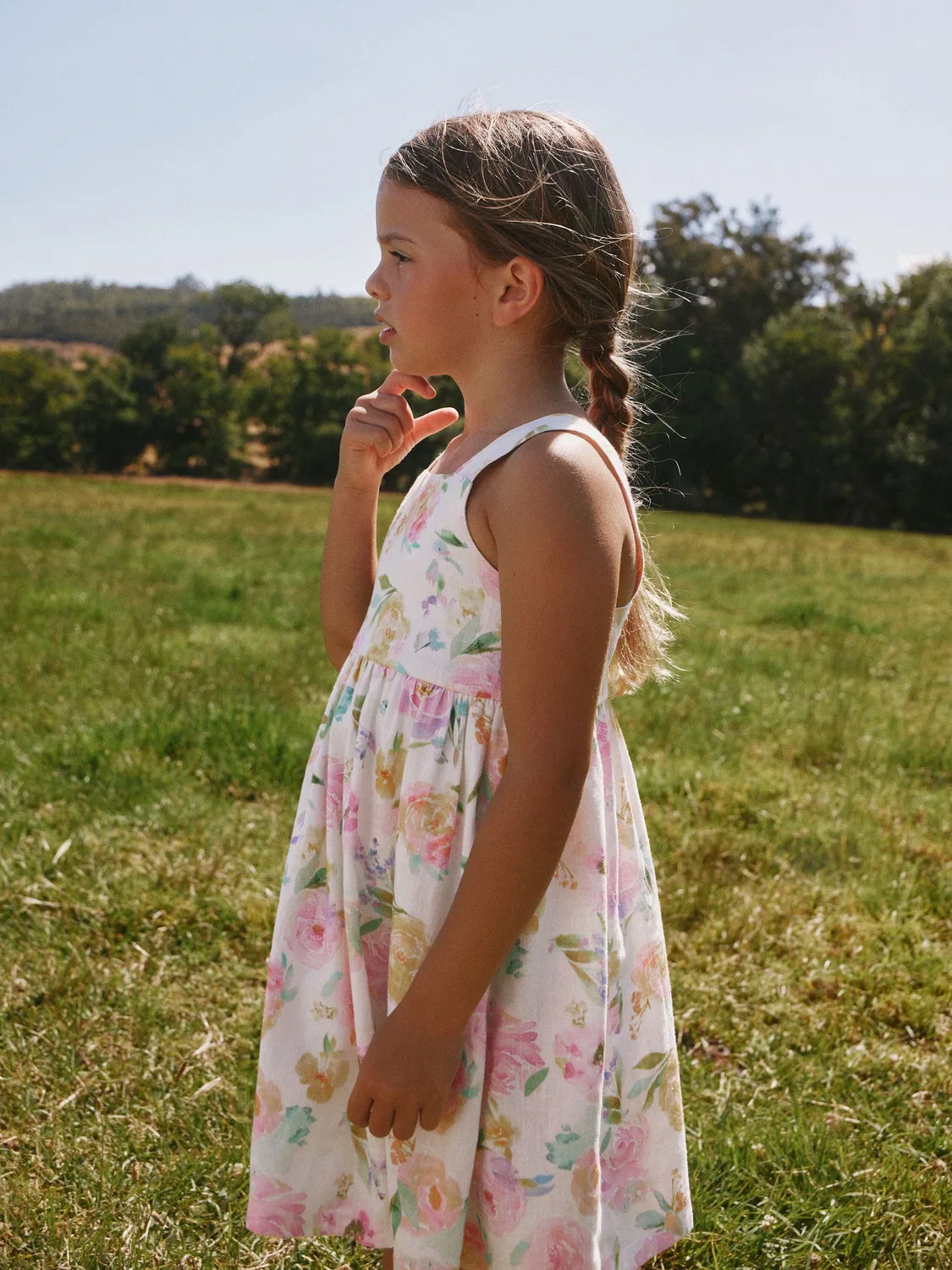 Платье летнее с цветочным принтом, White Floral Linen Summer Dress Next, белый цветочный — фото 4