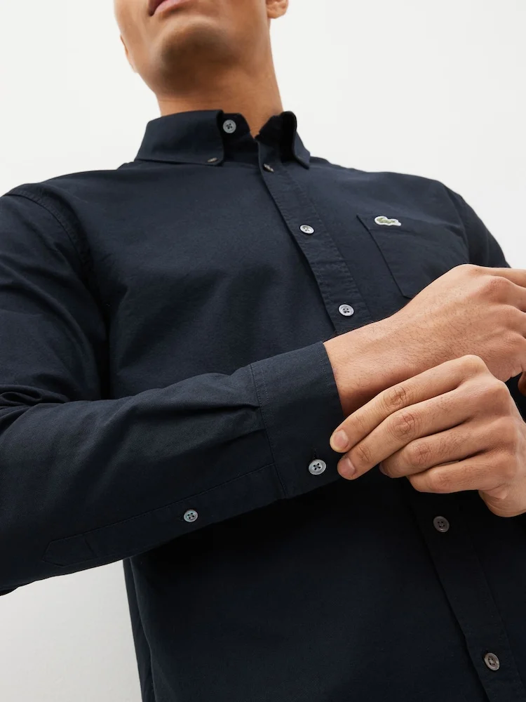 Рубашка Lacoste, оксфордская, синяя — фото 4