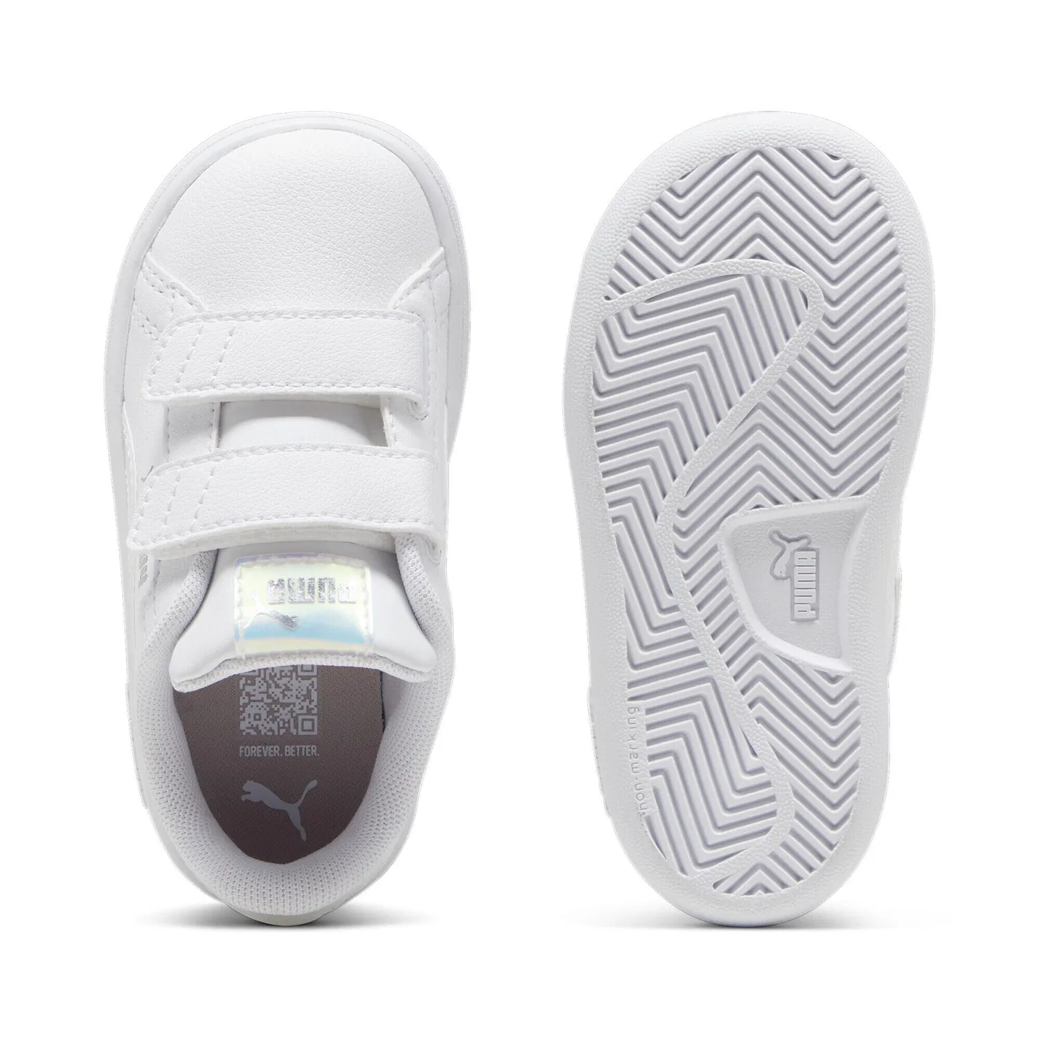 Детские кроссовки с голографическими деталями Smash 3.0 Holo Puma, Weiss Rosa — фото 4