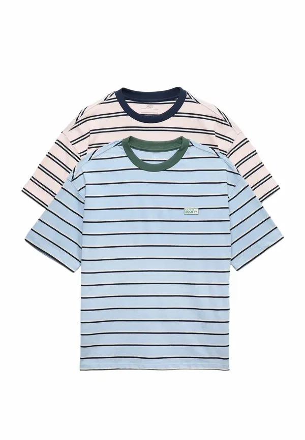 Комплект из 2 футболок с принтом Print T-shirt Marks & Spencer, pink mix, розовый