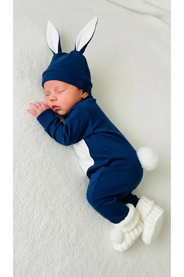 Детский комбинезон для новорожденных с принтом Beberazzi, Navy Blue